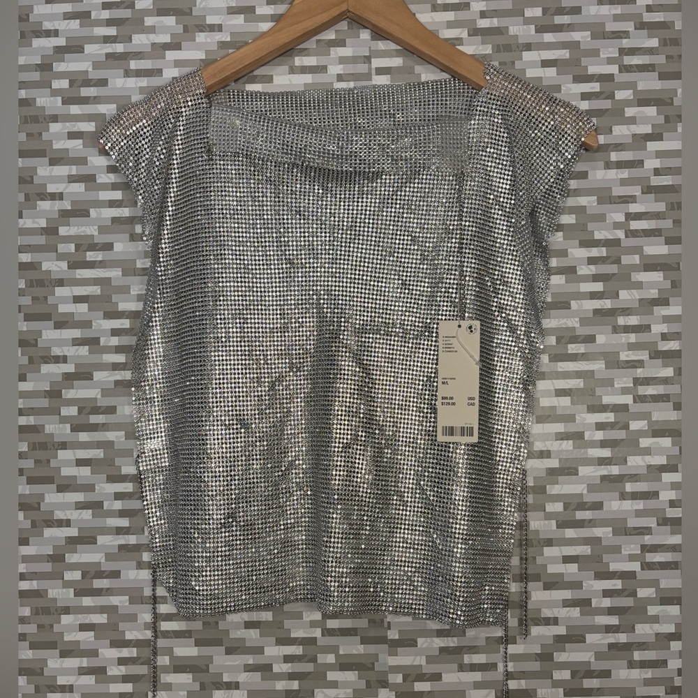 NWT Urban Outfitters Silver Sequin Tank Top